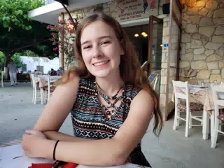 Madeline at the Cretan Corner, Aptera, Crete, Greece
