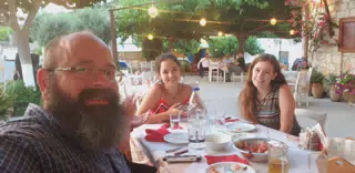 Scott & Nieces at the Cretan Corner in Aptera