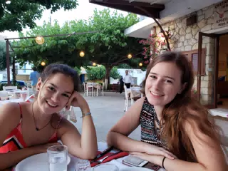 Emily & Madeline at the Cretan Corner, Aptera, Crete