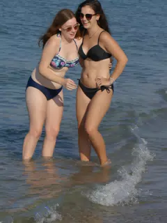 Girls Smiling on Beach