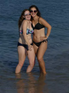 Sisters Laughing on Kolatsos Beach, Crete