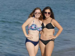 Teen Girls in Aegean Sea Posing