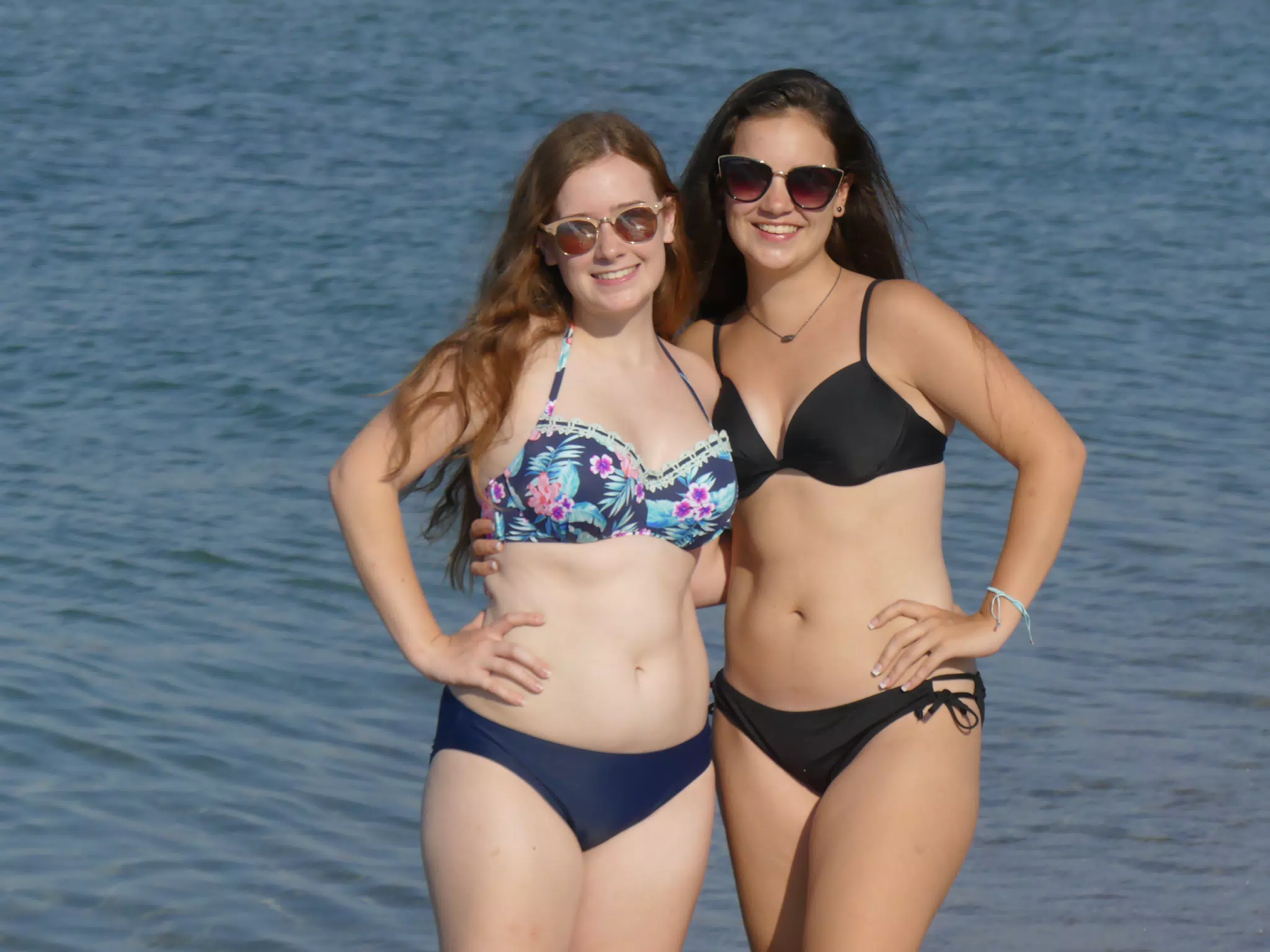Madeline and Emily on Kolatsos Beach on Crete, Greece