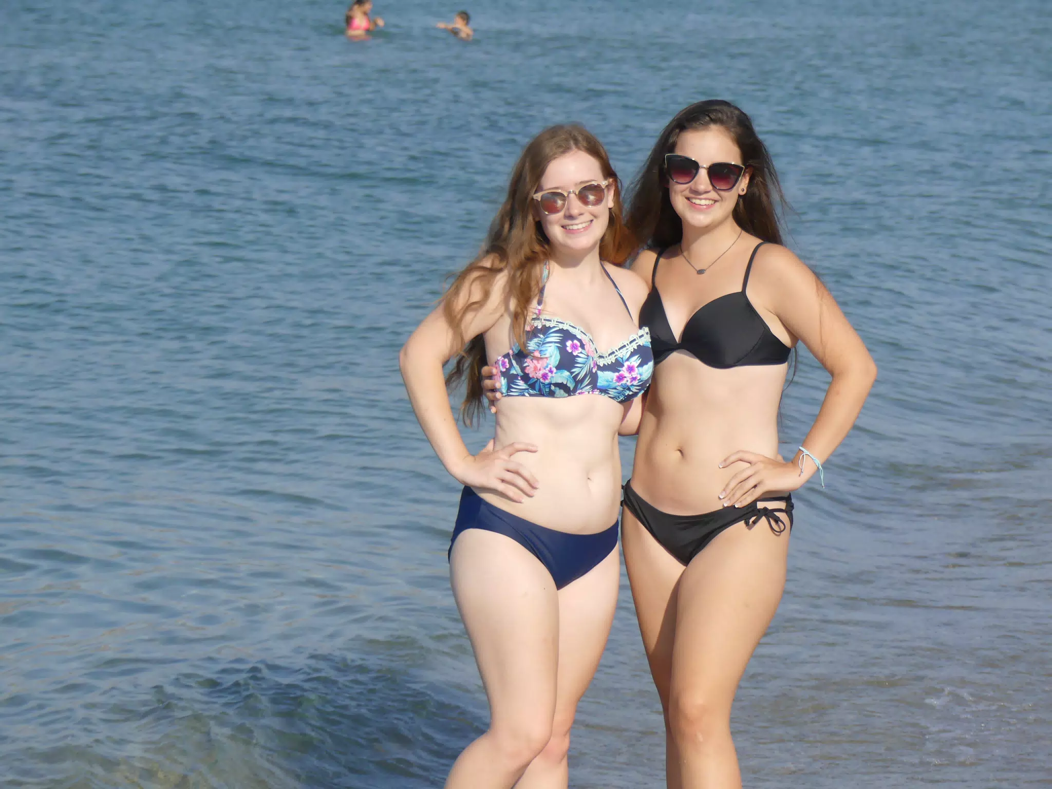 Madeline and Emily Swimsuit Modeling on the Beach on Crete