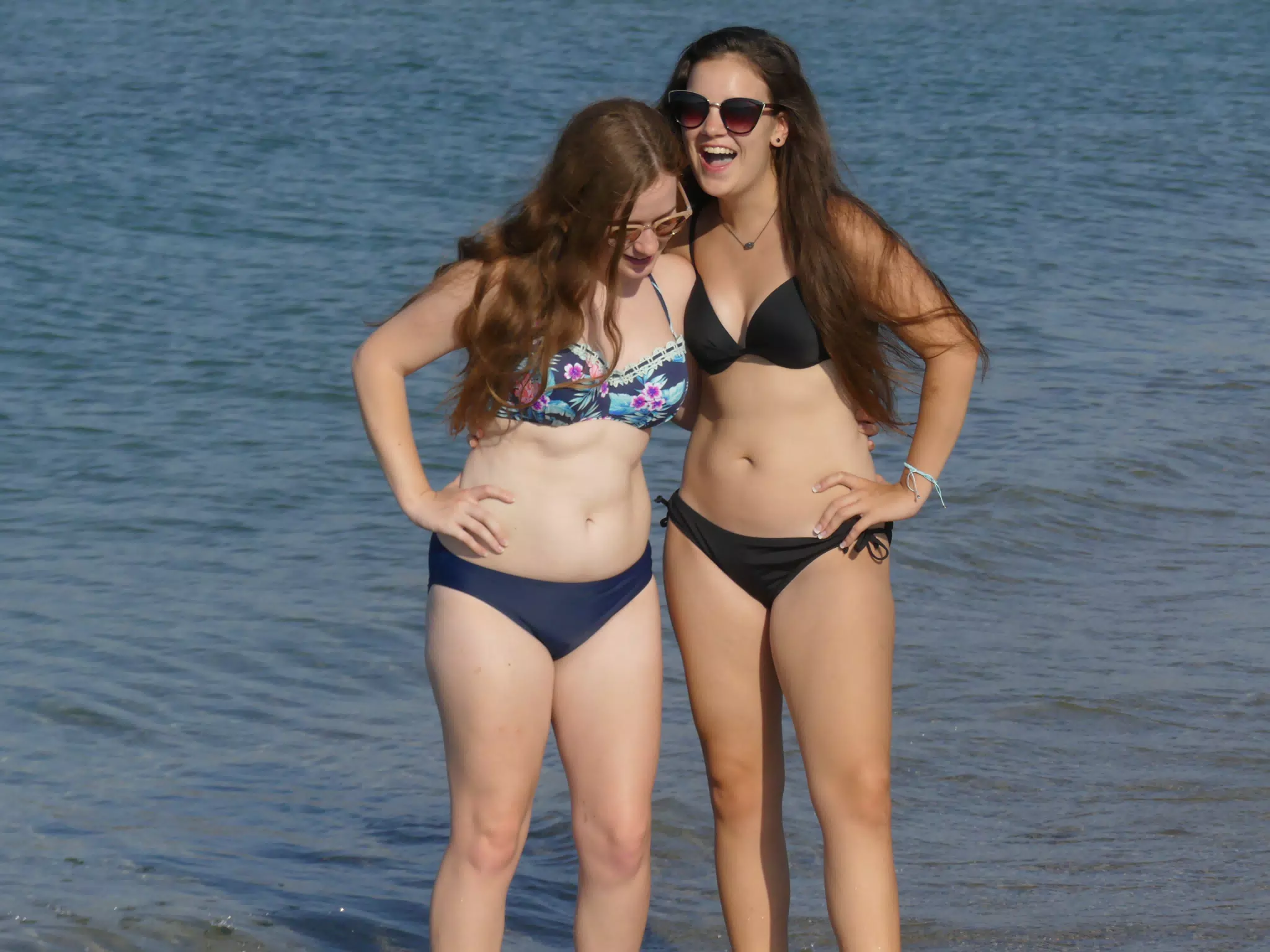 Sisters Laughing on Cretan Beach