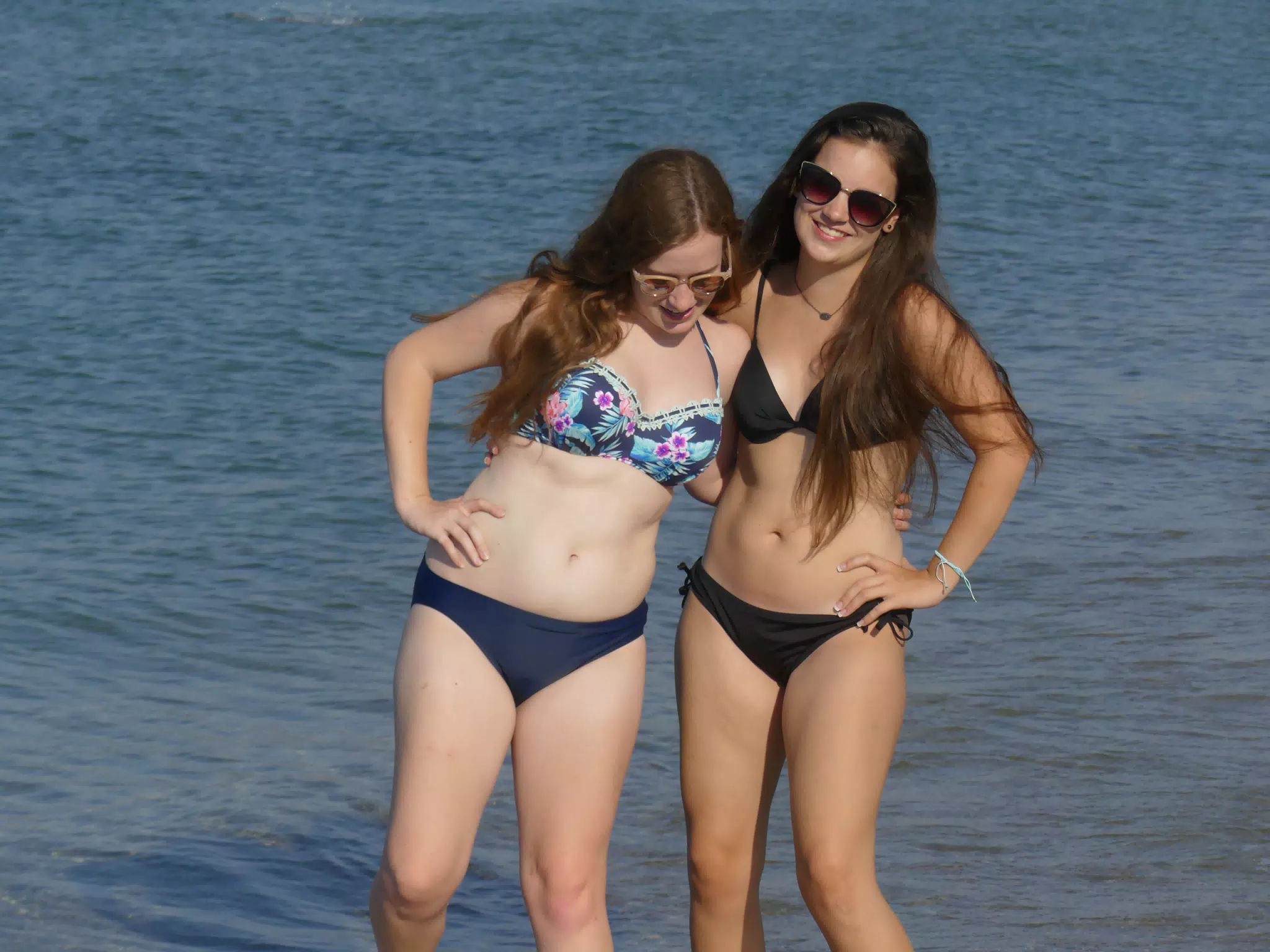 Girls Posing Together on Beach