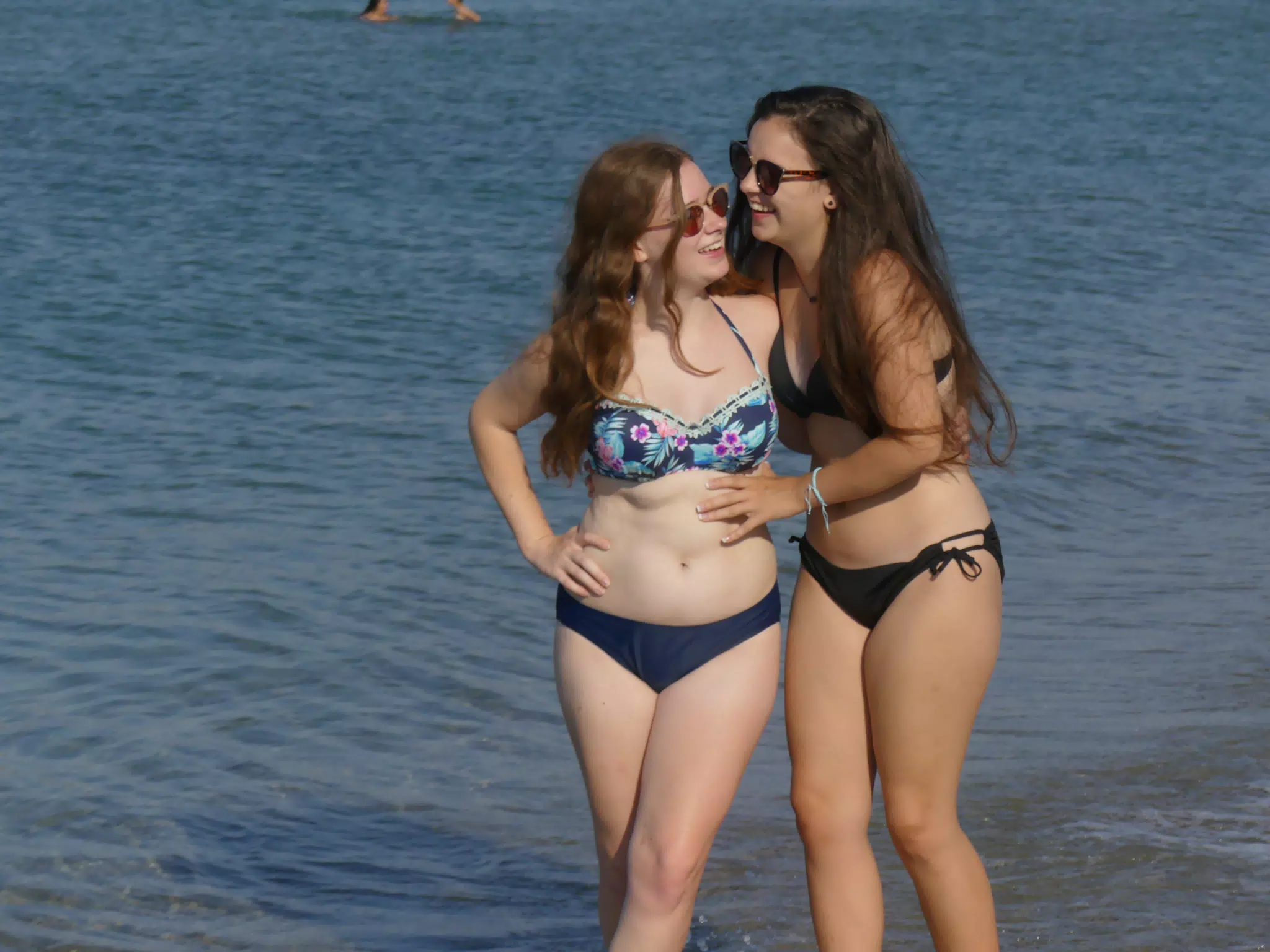 Sisters Having Fun on Greek Beach on Crete