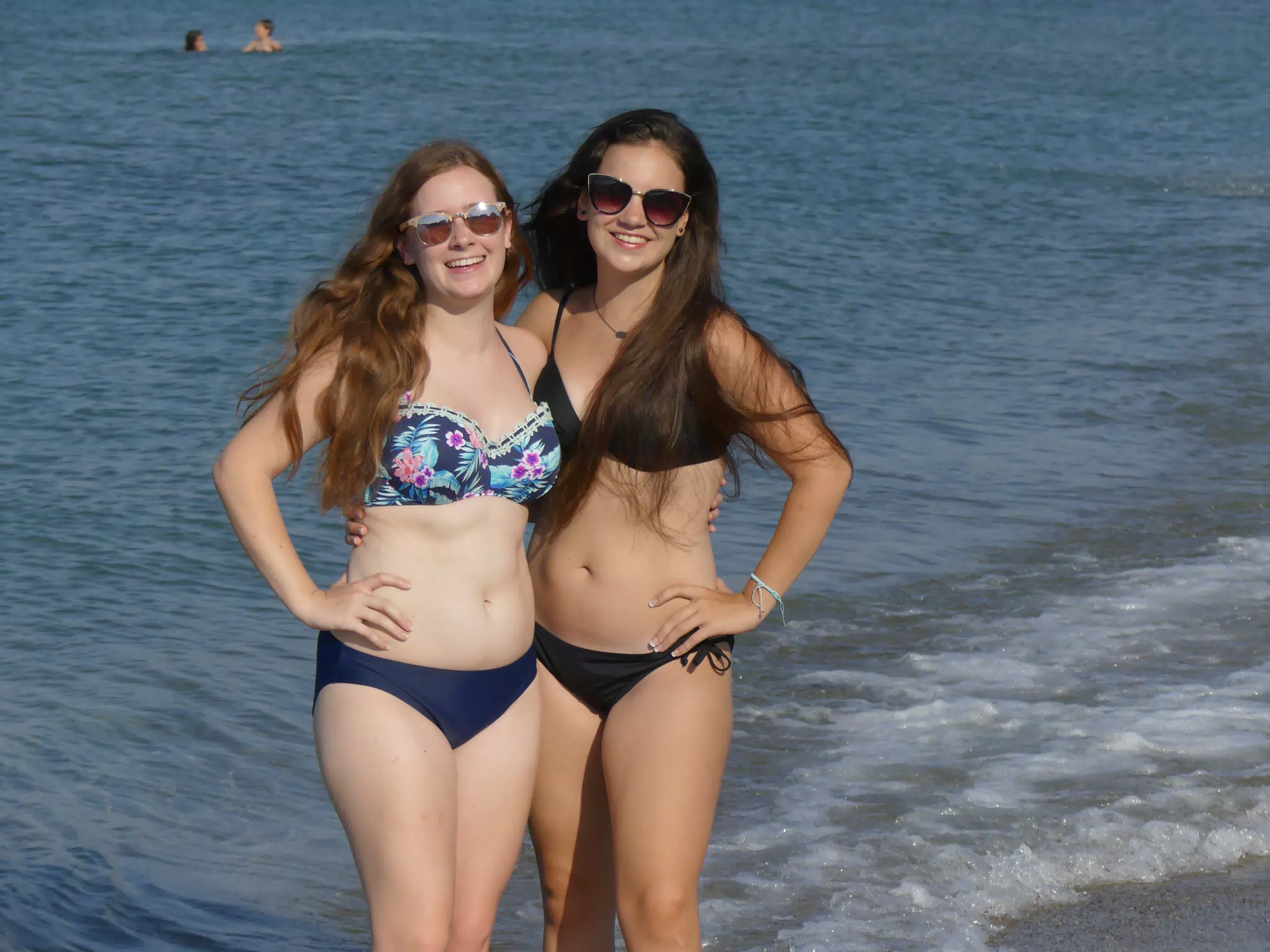 Sisters Smiling on Beach