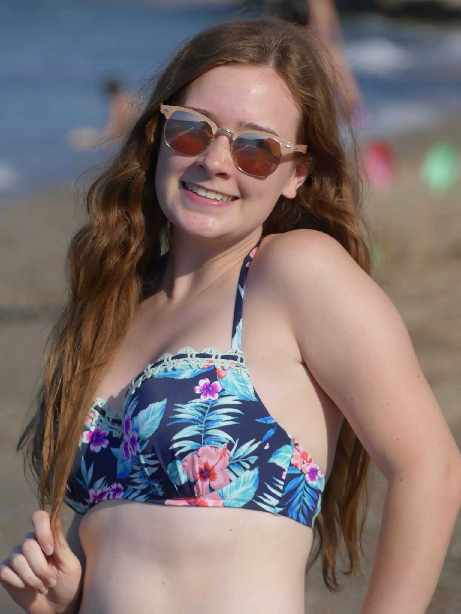 Teen on Kolatsos Beach in Swimsuit