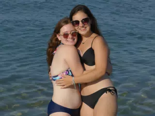 Madeline & Emily on Kolatsos Beach, Crete