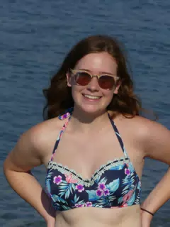 Madeline Grice in the Aegean Sea on Kolatsos Beach