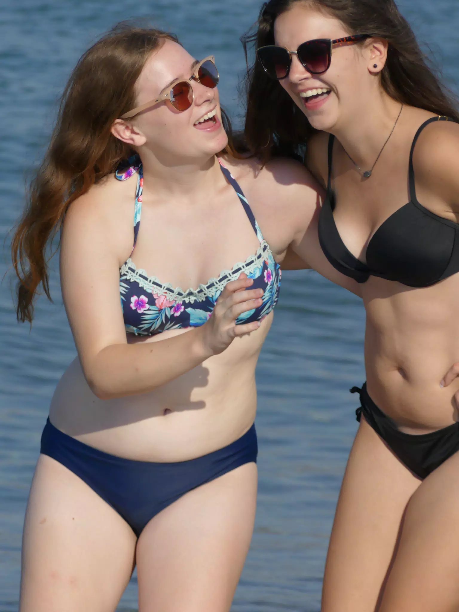 Girls Laughing on the Beach
