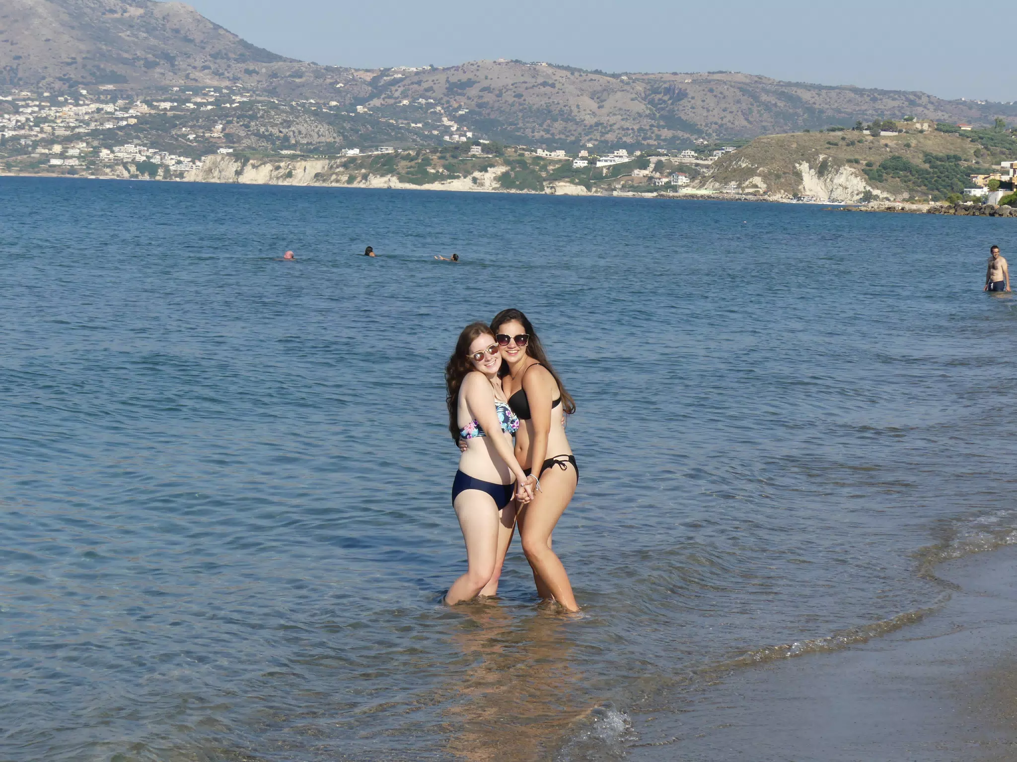 Teen Sisters in Aegean Sea on Kolatsos Beach on Crete