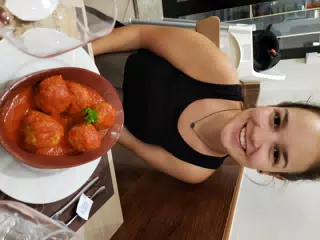 Emily with Meatballs in Rome