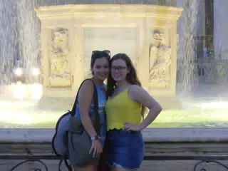 Emily and Madeline by Fountain