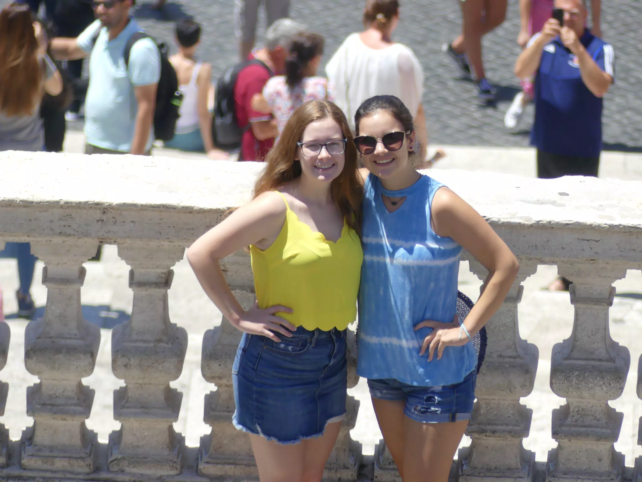 Madeline & Emily Posing on the Spanish Steps in Rome, Italy