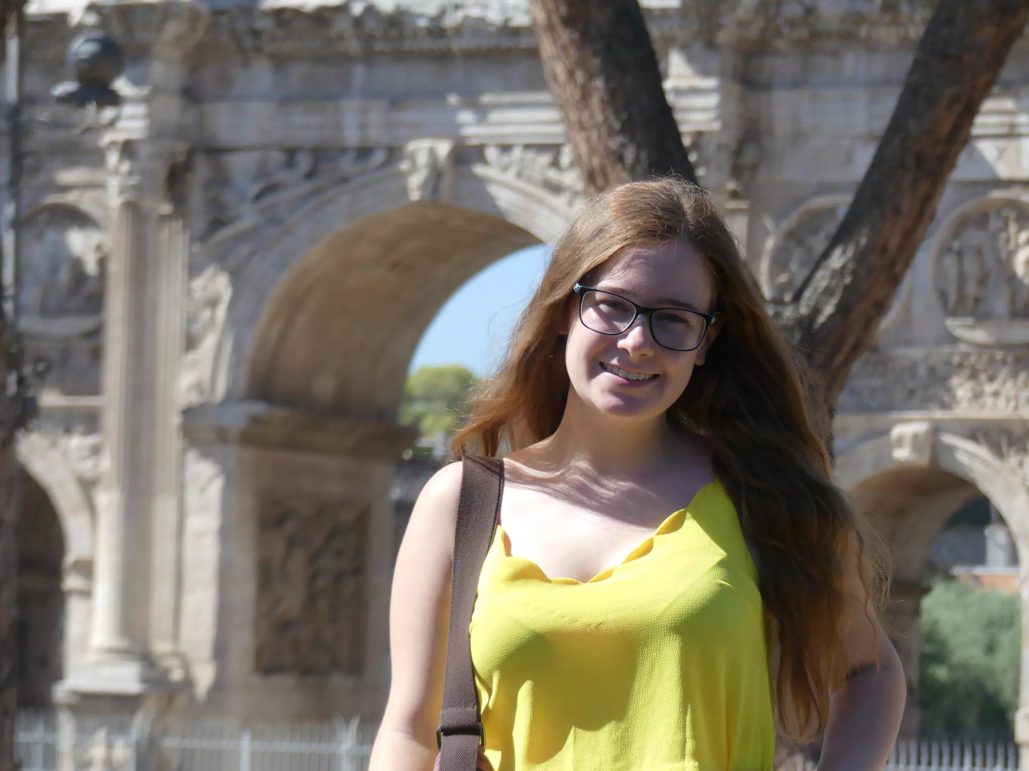 Gorgeous Teen with Glasses Posing in Rome, Italy