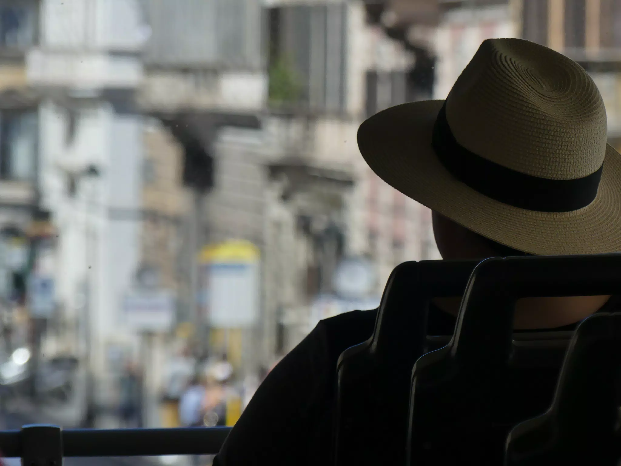 Dominica in Hat on Tour Bus