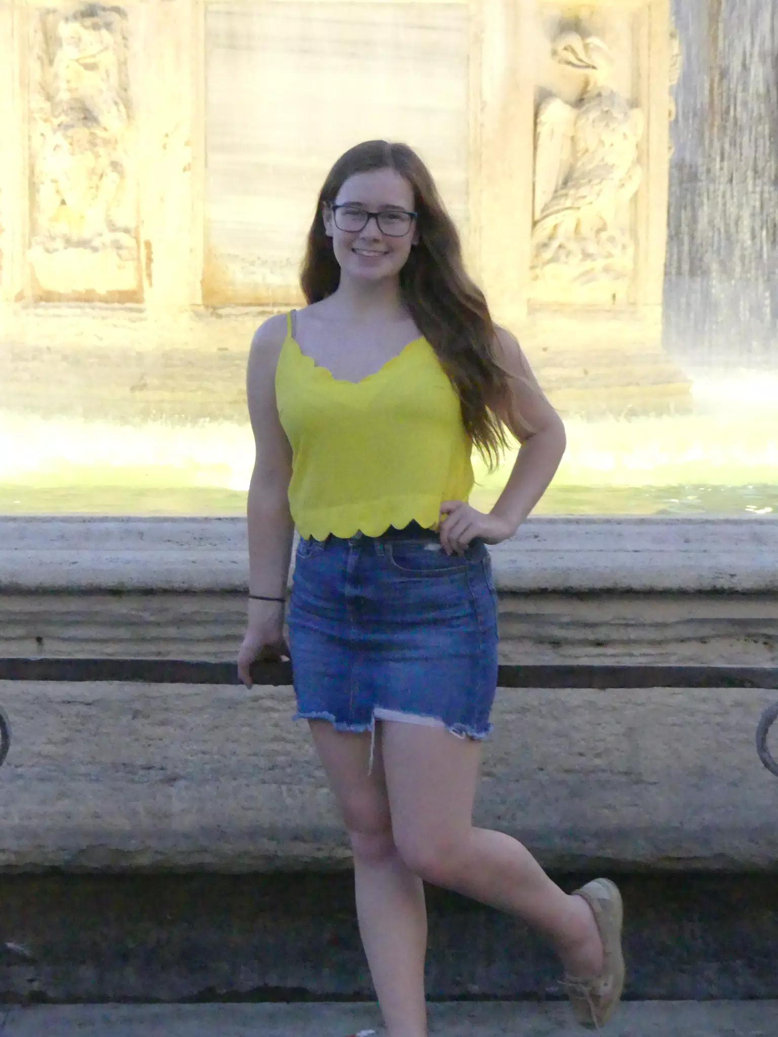 Madeline in Yellow at Fountain