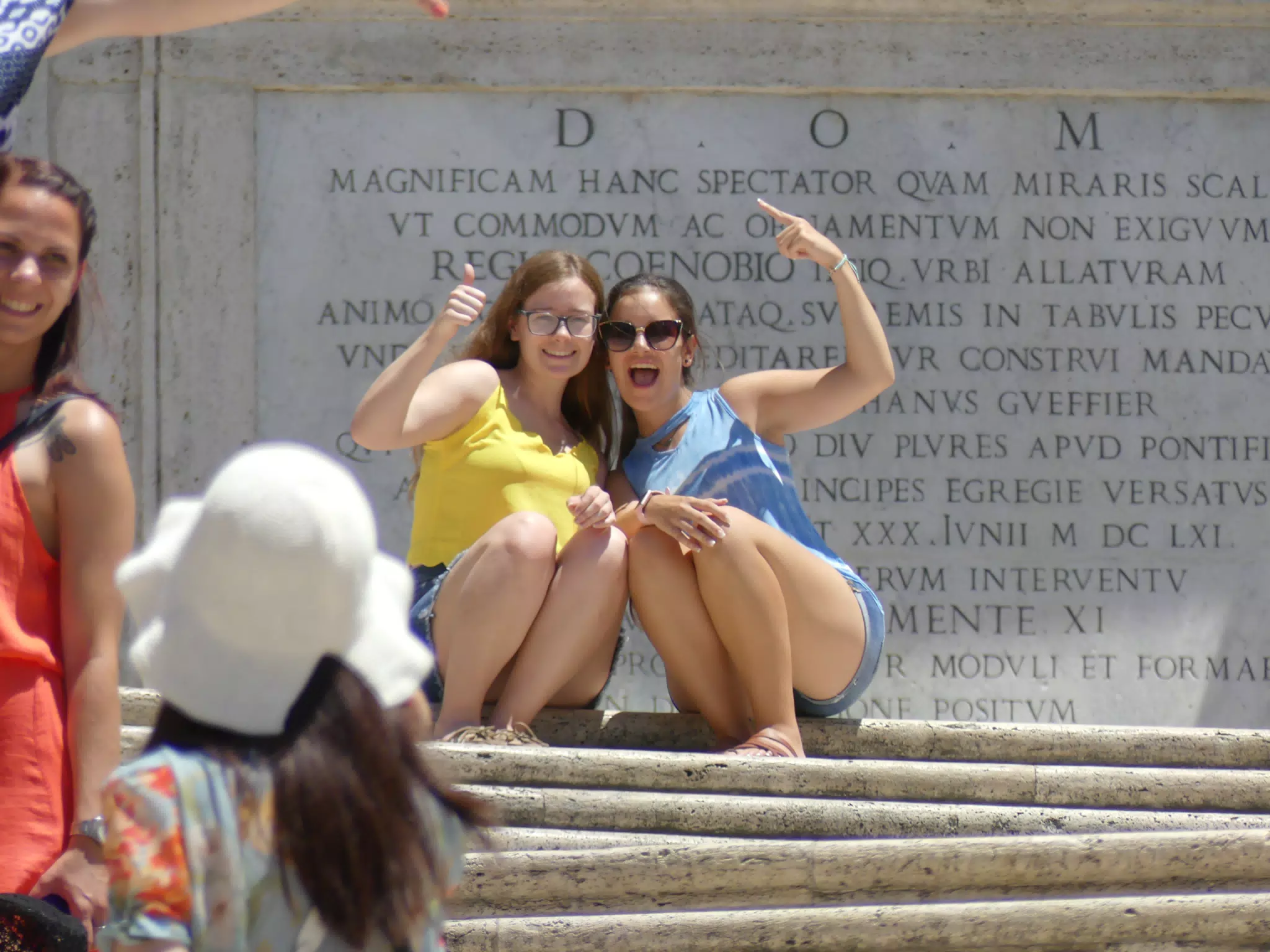 Teen Grice Sisters on the Spanish Steps in Rome