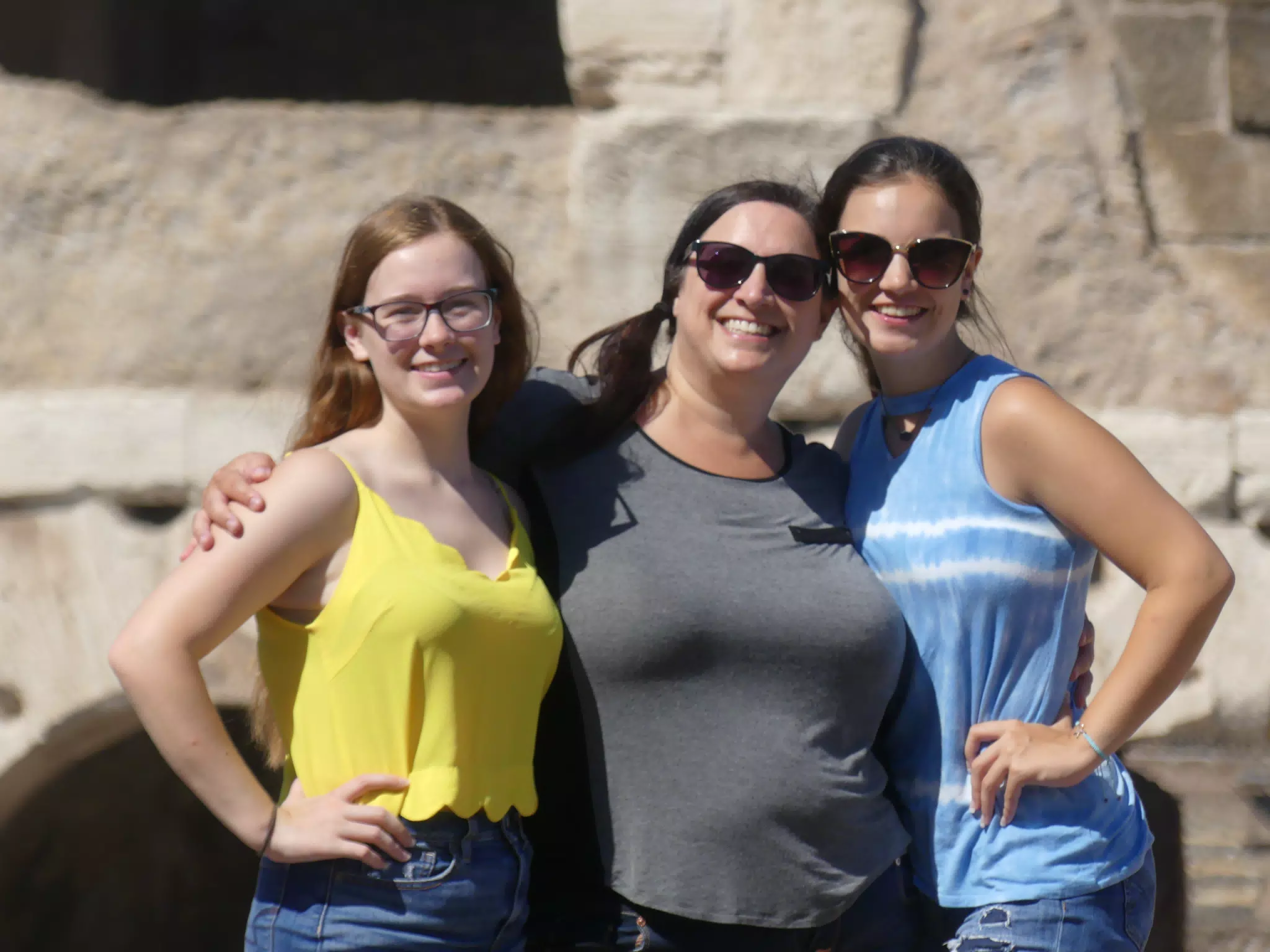 Madeline, Dominica and Emily at the Colosseum in Rome