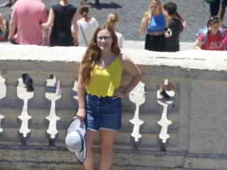 Madeline with Hat Posing in Rome