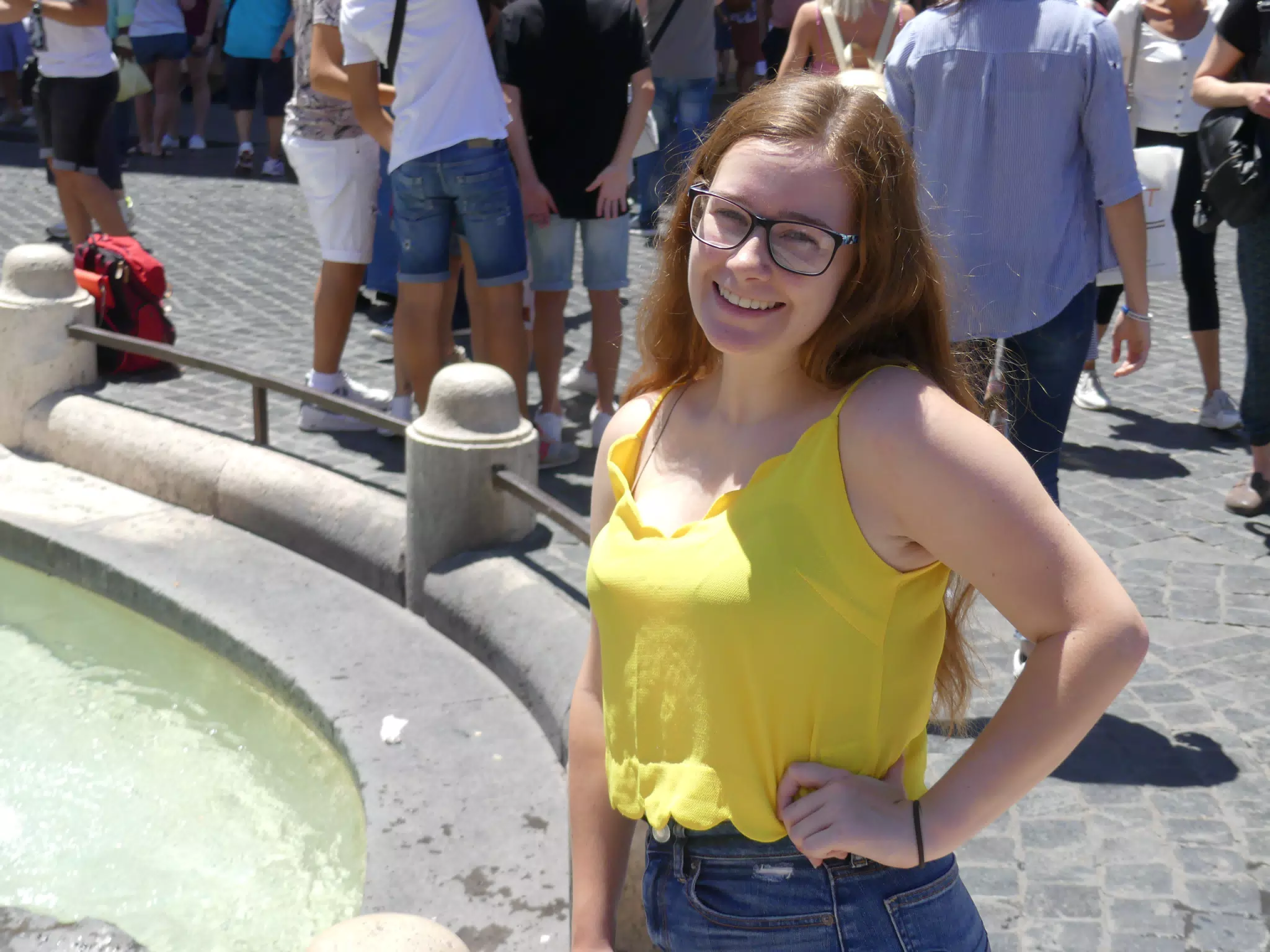 Madeline Modeling by Fountain in Rome