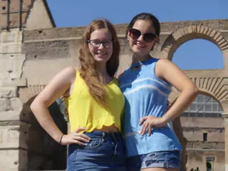 The Girls Posing in Rome