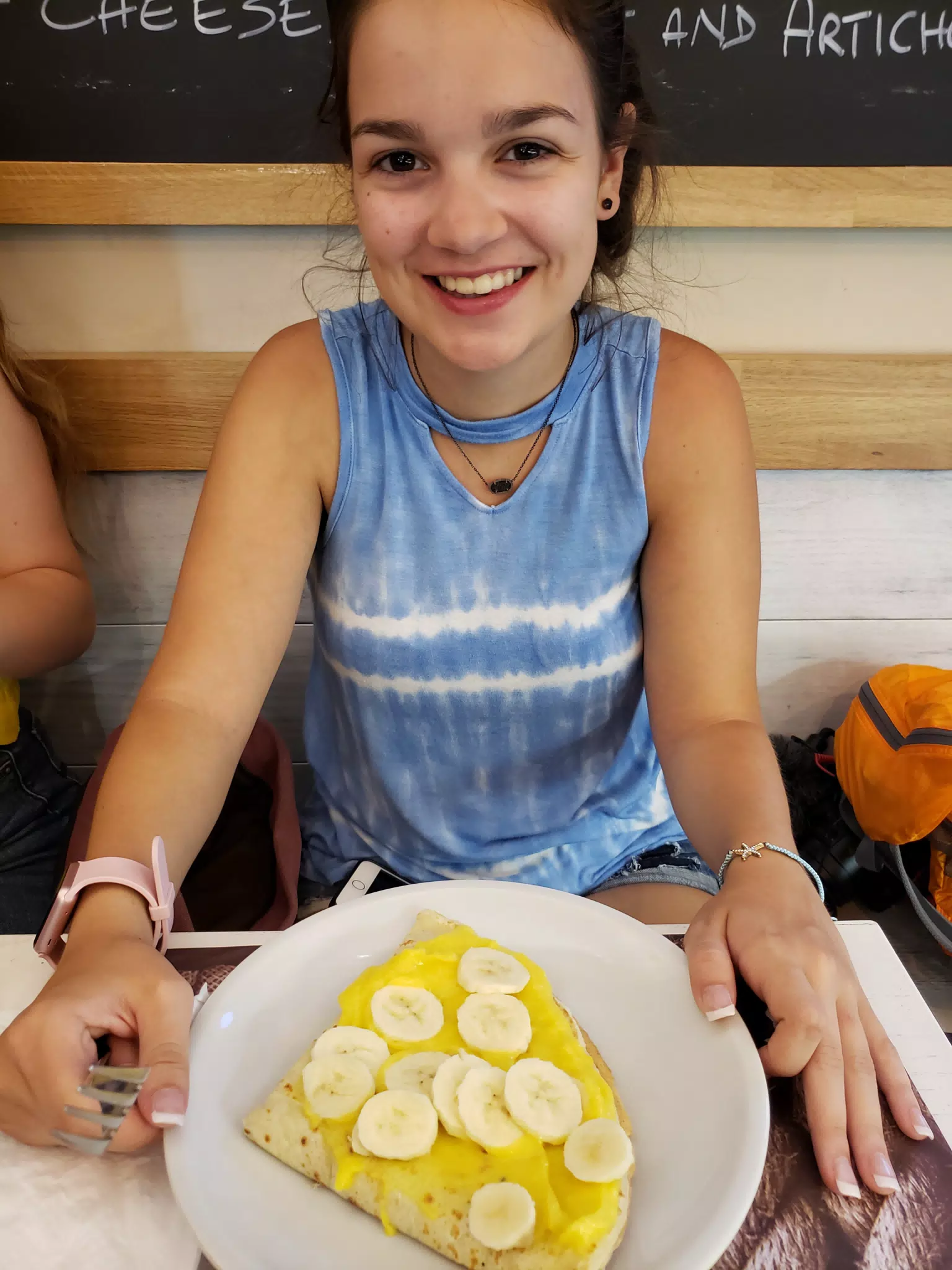 Emily with a Banana Crepe in Rome