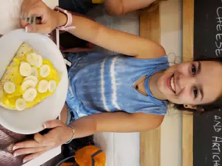 Emily with a Banana Crepe in Rome