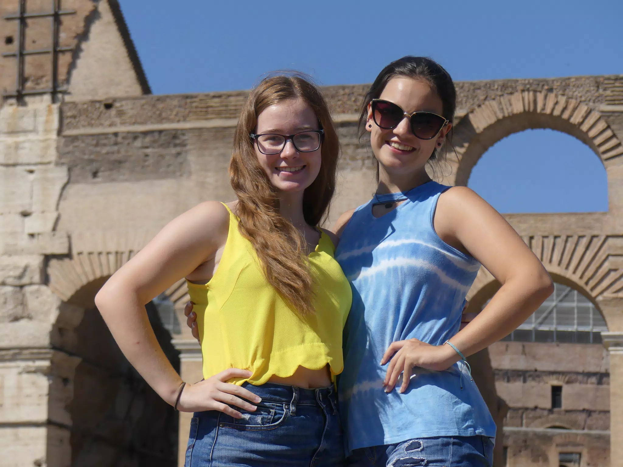 Teen Sisters Posing in Rome