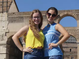 Teen Sisters Posing in Rome