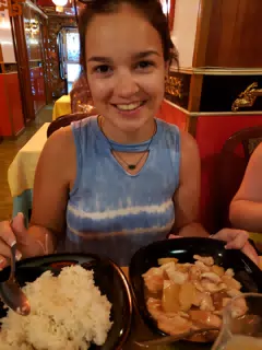 Emily Eating Chinese Food in Rome
