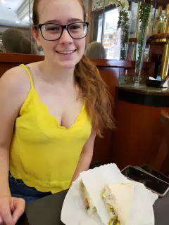 Madeline with Turkey Sandwich in Rome