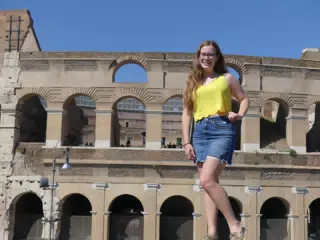 Teen in Yellow and Jean Skirt at the Colosseum