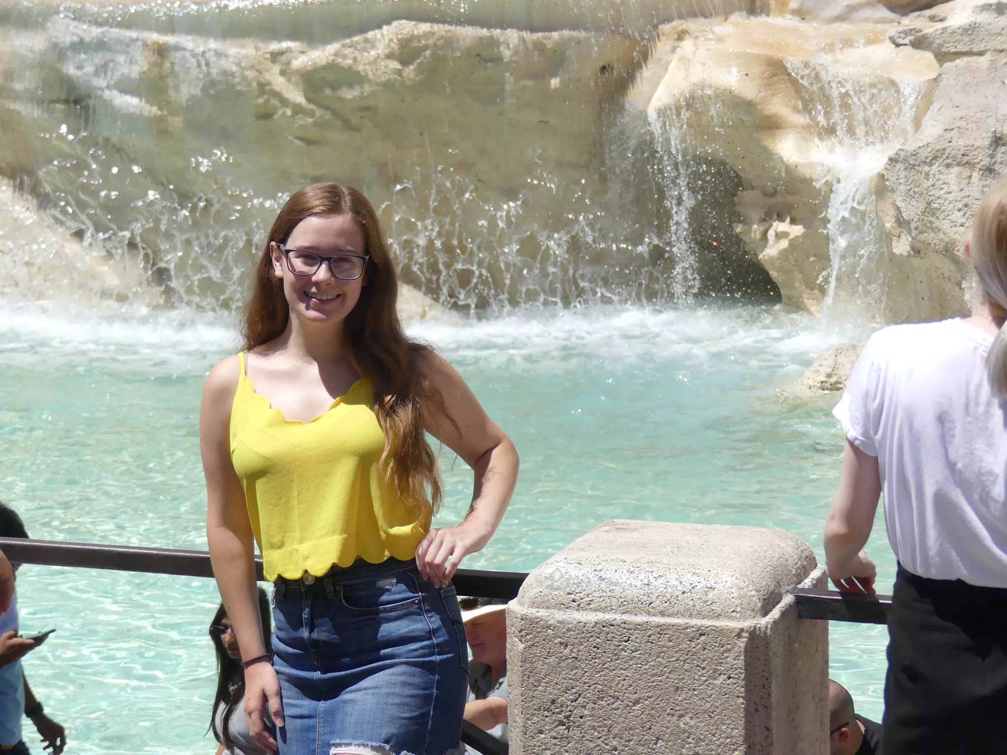 Madeline in Yellow at Trevi Fountain in Rome