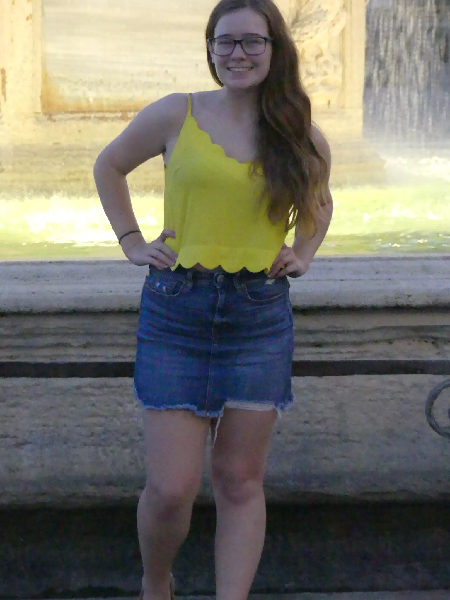 Madeline in Jean Skirt by Roman Fountain