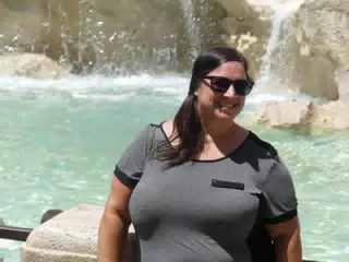 Dominica at the Trevi Fountain in Rome