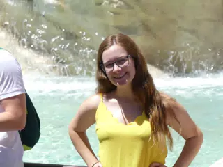 Madeline in Yellow at Roman Fountain