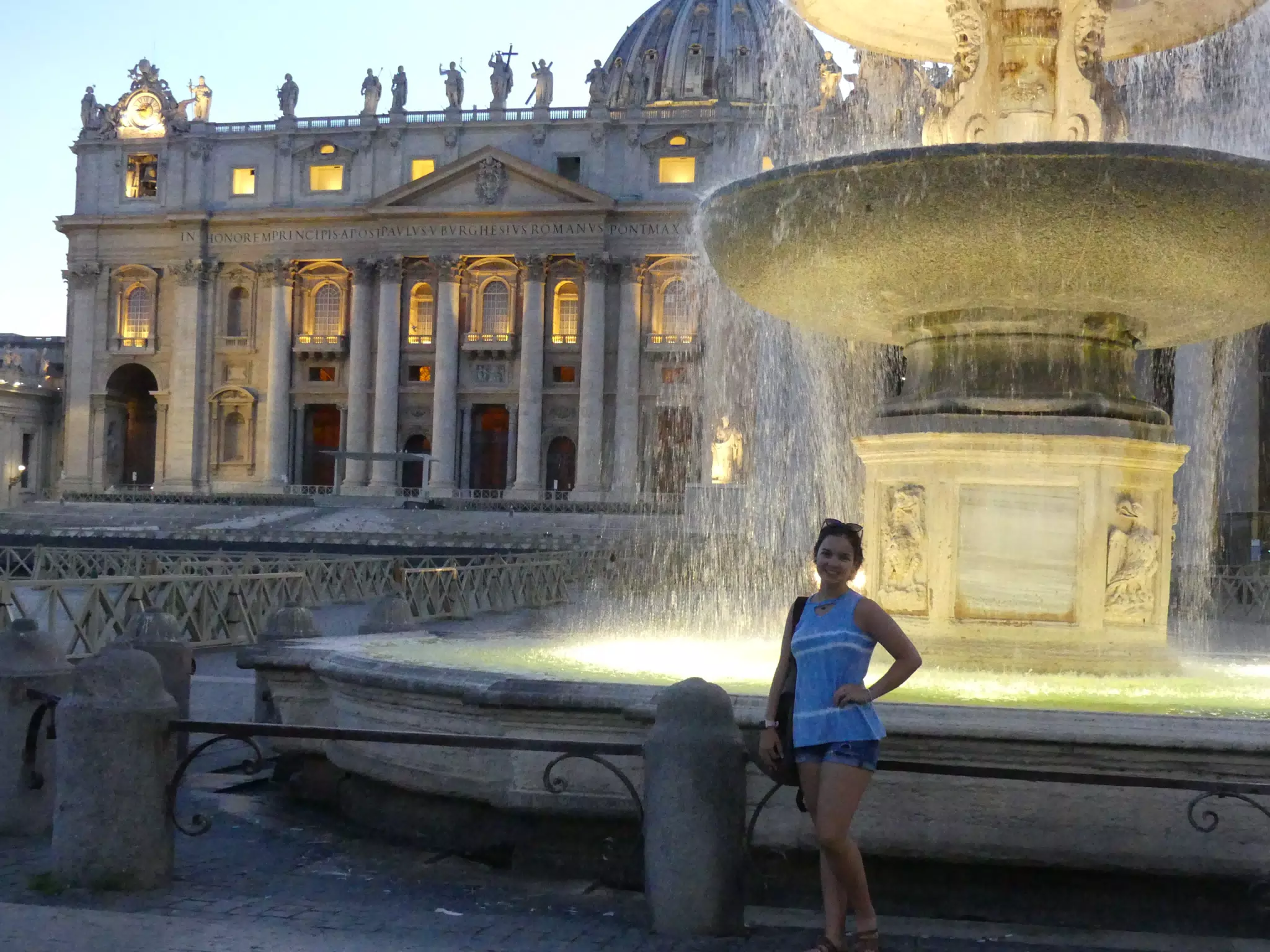 Emily at Fountain in Vatican City