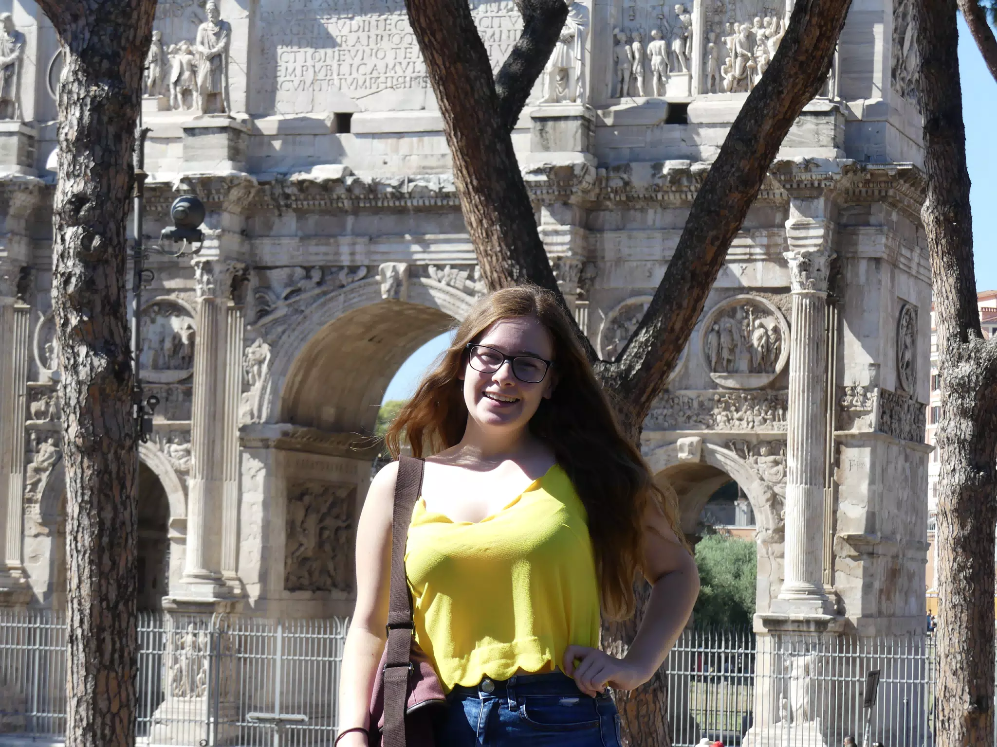 Madeline in Rome at the Arc de Triumph