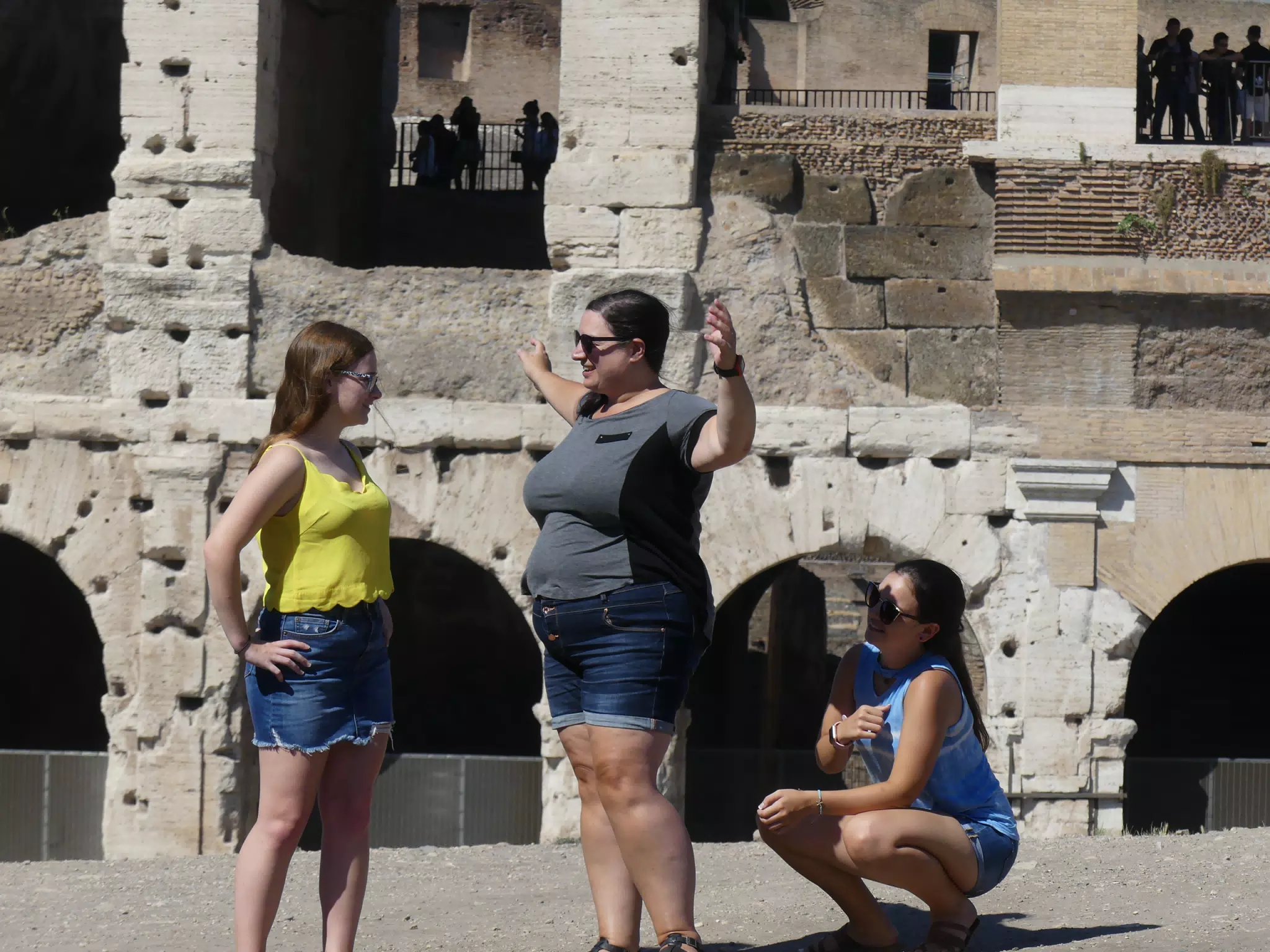 Madeline, Dominica, and Emily at the Colosseum in Rome