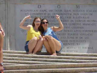 Madeline & Emily on the Spanish Steps in Rome