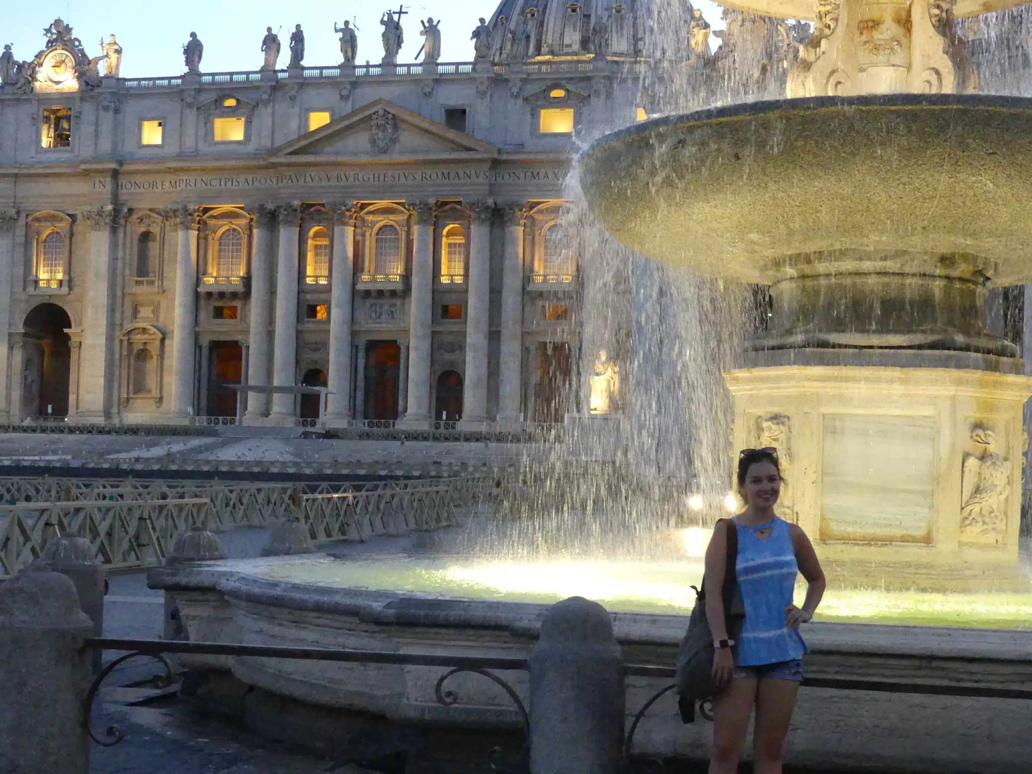 Emily at Fountain in Vatican City