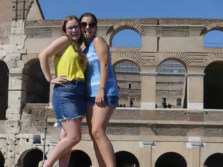 GIrls Sticking Out Tongues at the Colosseum