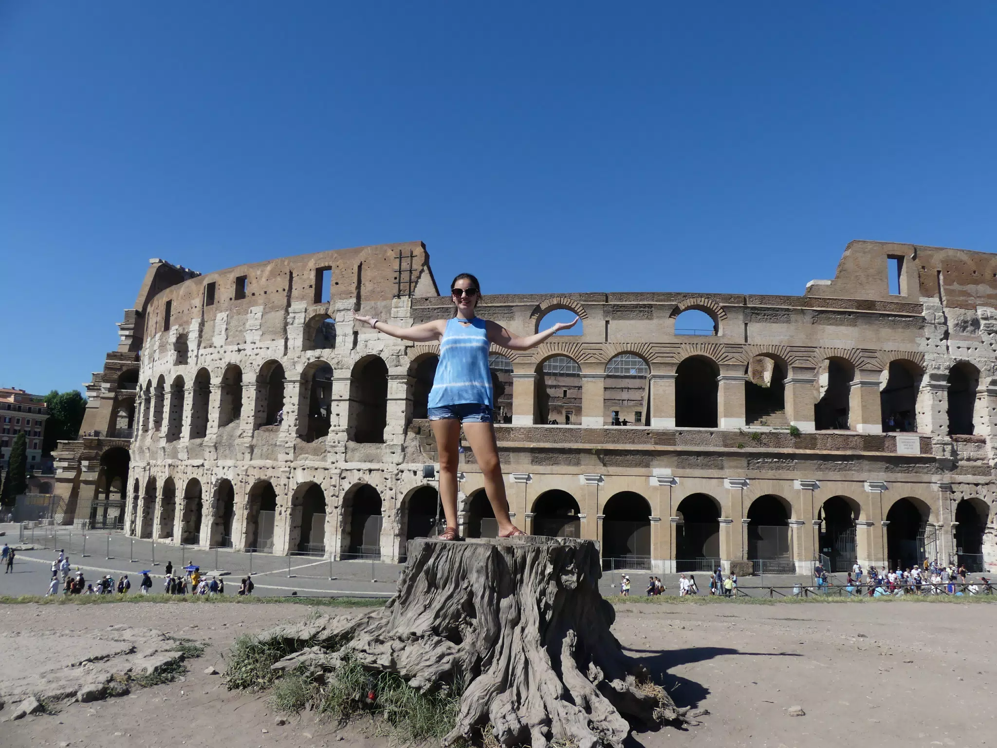 Emily Standing on Stump at the Colosseum