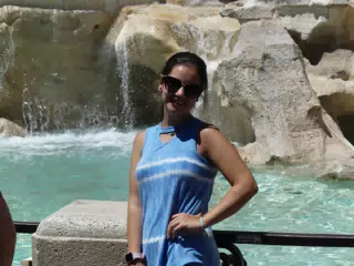 Emily in Front of Trevi Fountain in Rome
