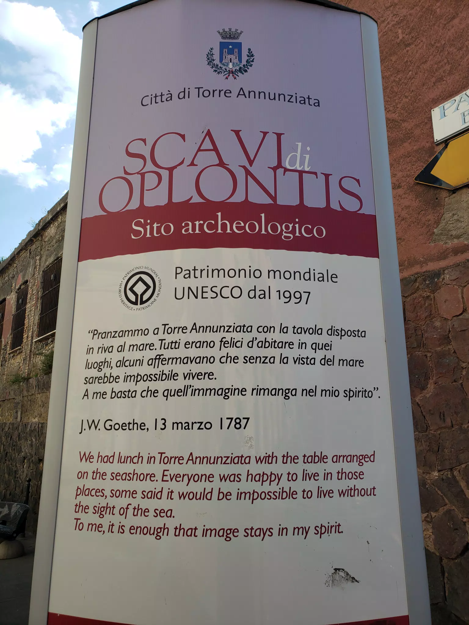 Archaeological Site Sign in Torre Annunziata