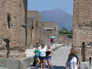 Emily, Dominica & Madeline on Street in Pompeii