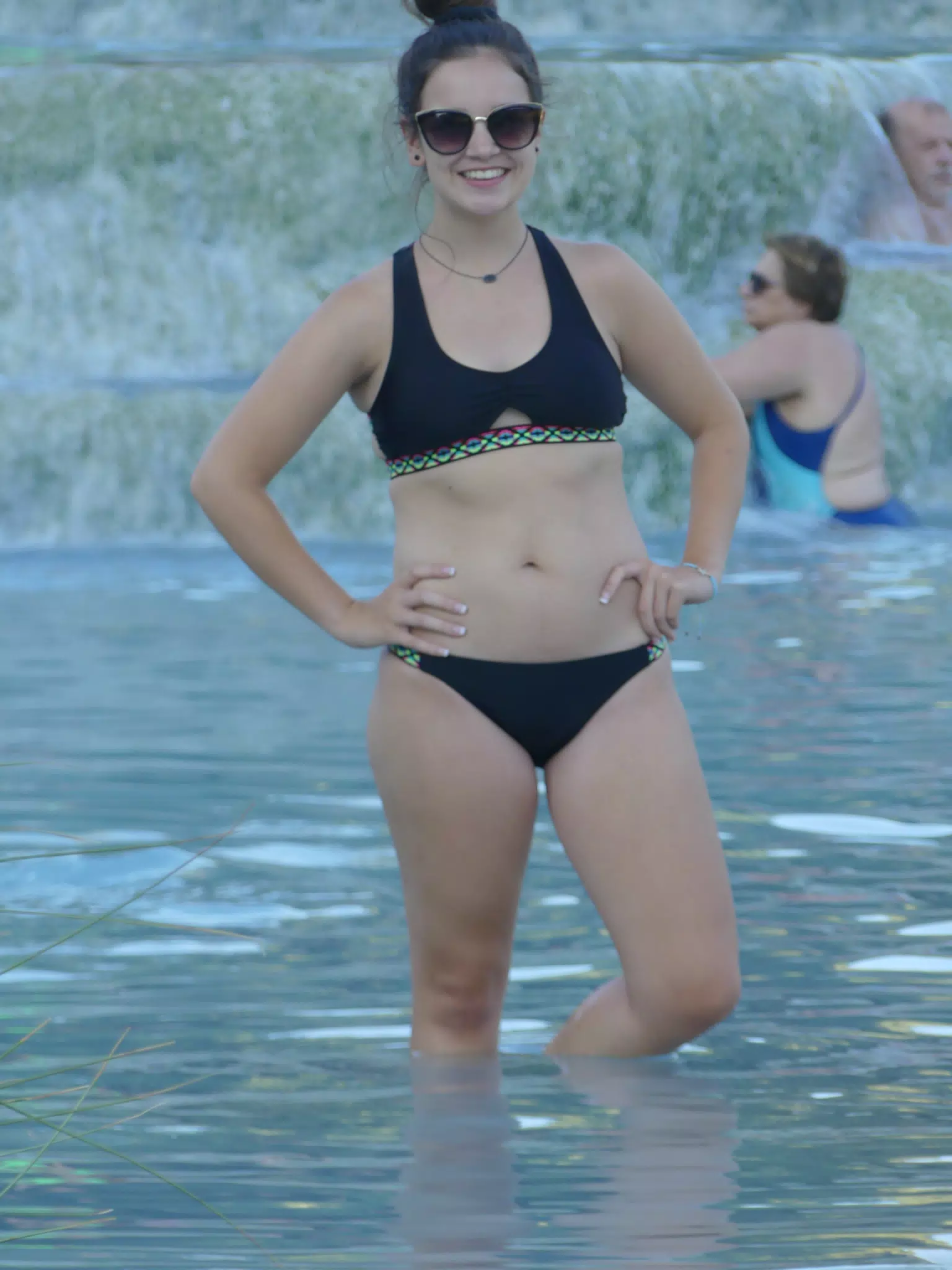 Emily in Black Swimwear in the Spa at Saturnia